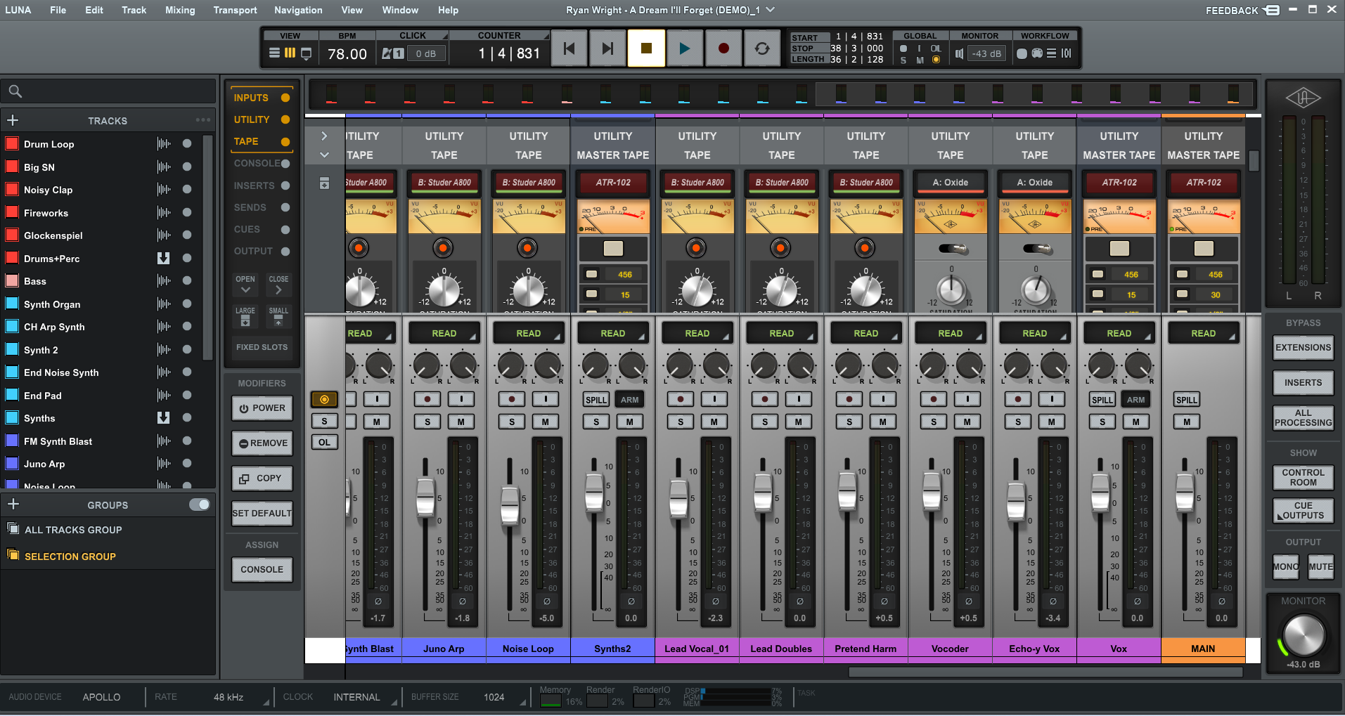 Vue du mixeur de LUNA